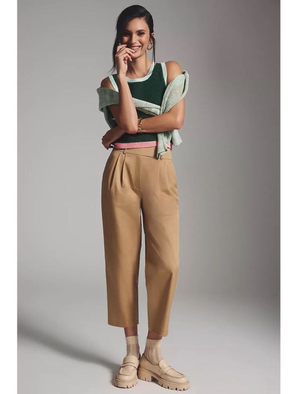 Anthropologie Exquise Barrel-Leg Chino Pants size MP